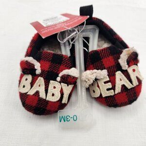 Wondershop 0-3 months Baby Bear Buffalo Plaid Slippers Winter Holiday Christmas